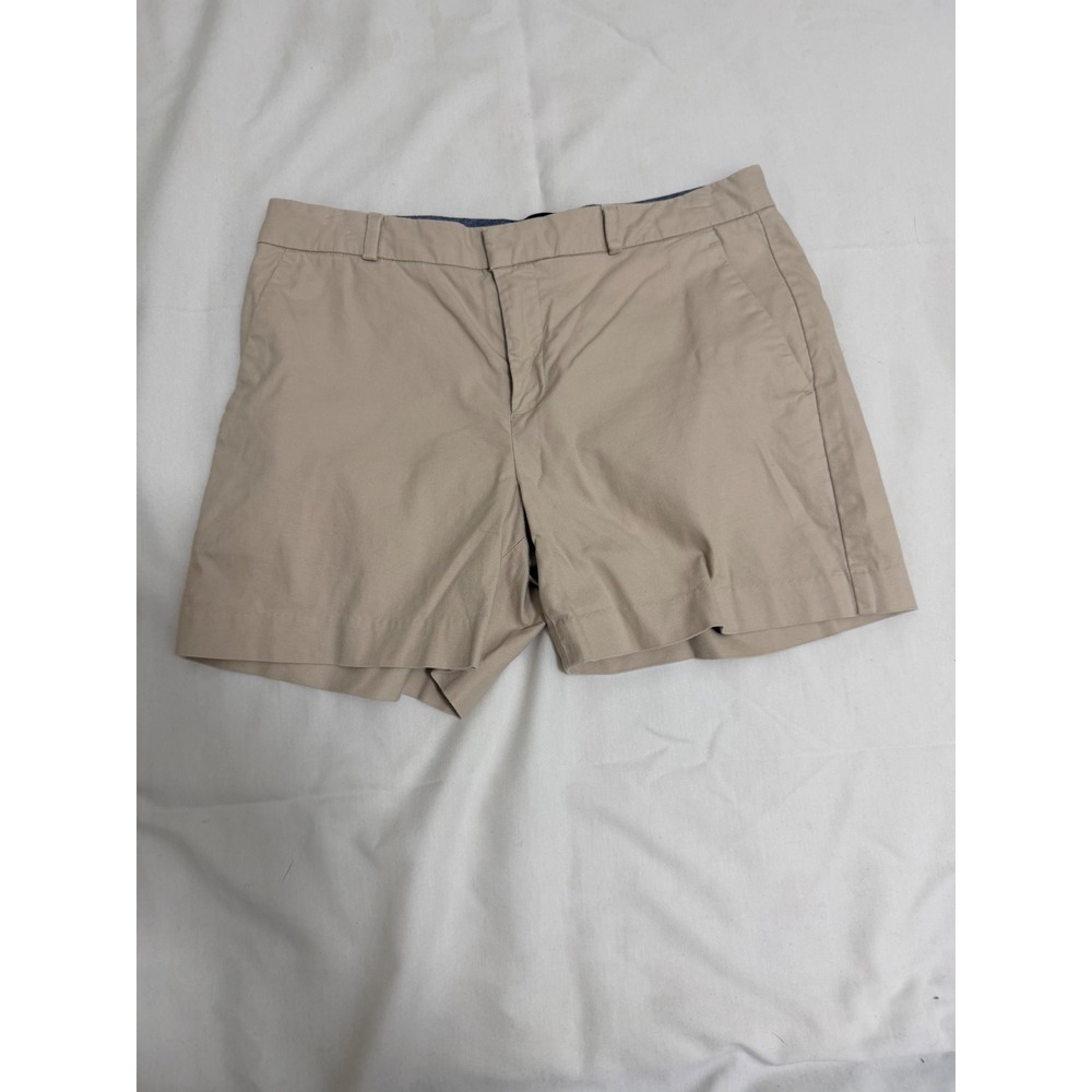 Banana Republic Womens Khaki Chino Shorts Size 4 Tan Stretch Cotton Flat Front